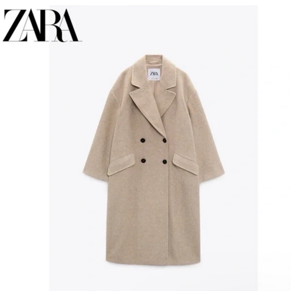 ZARA Beige Oversized Peacoat L